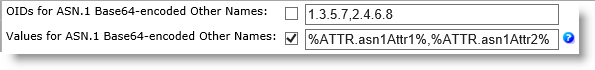 Section of PKI Application Configuration screen with OIDs and Values for ASN.1 Base64-encoded Other Names completed